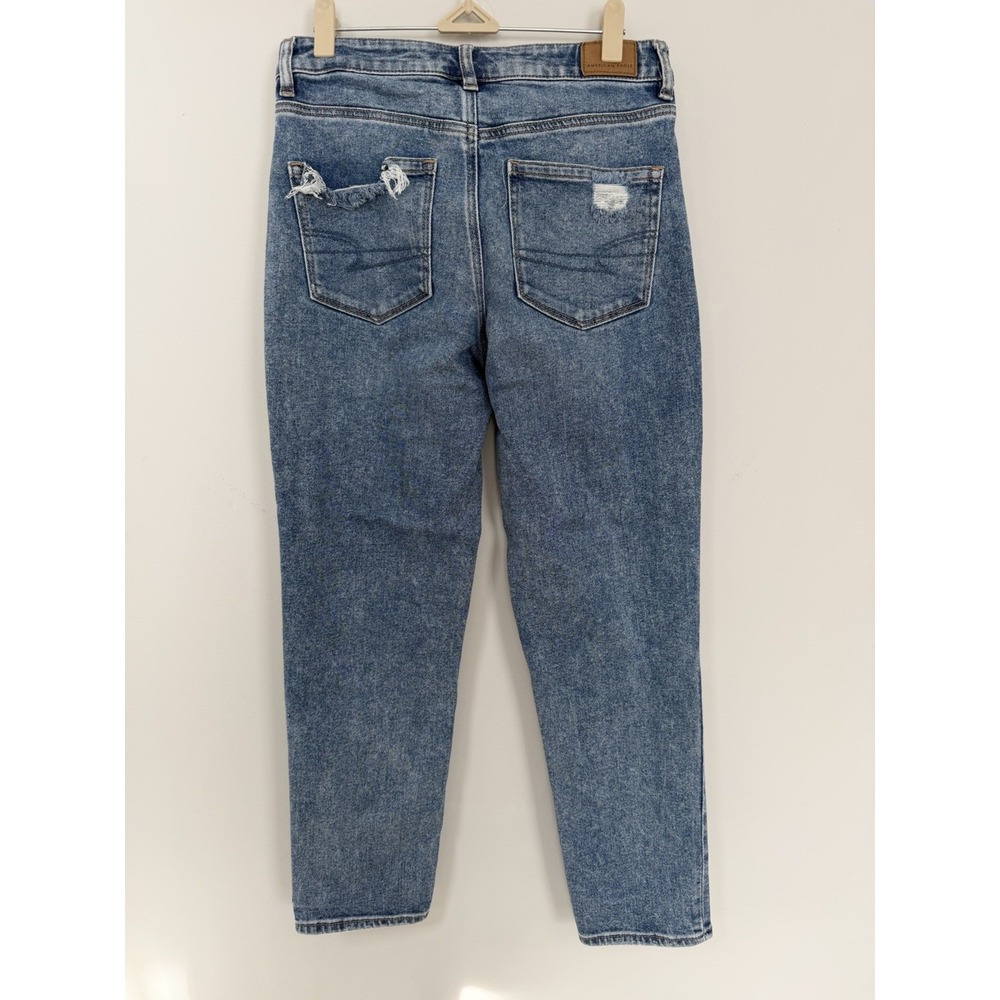 American Eagle High Rise Mom Jeans Women's Size 4 Straight Stretch Denim Light‎ - Picture 3 of 12